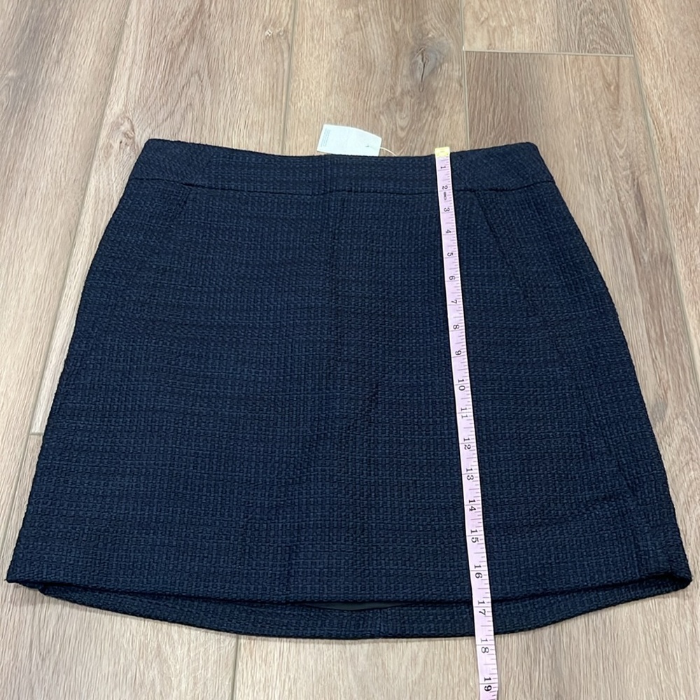 NWT LOFT Navy Blue Woven Sweater Skirt Size 4 Pockets Tweed Career Office